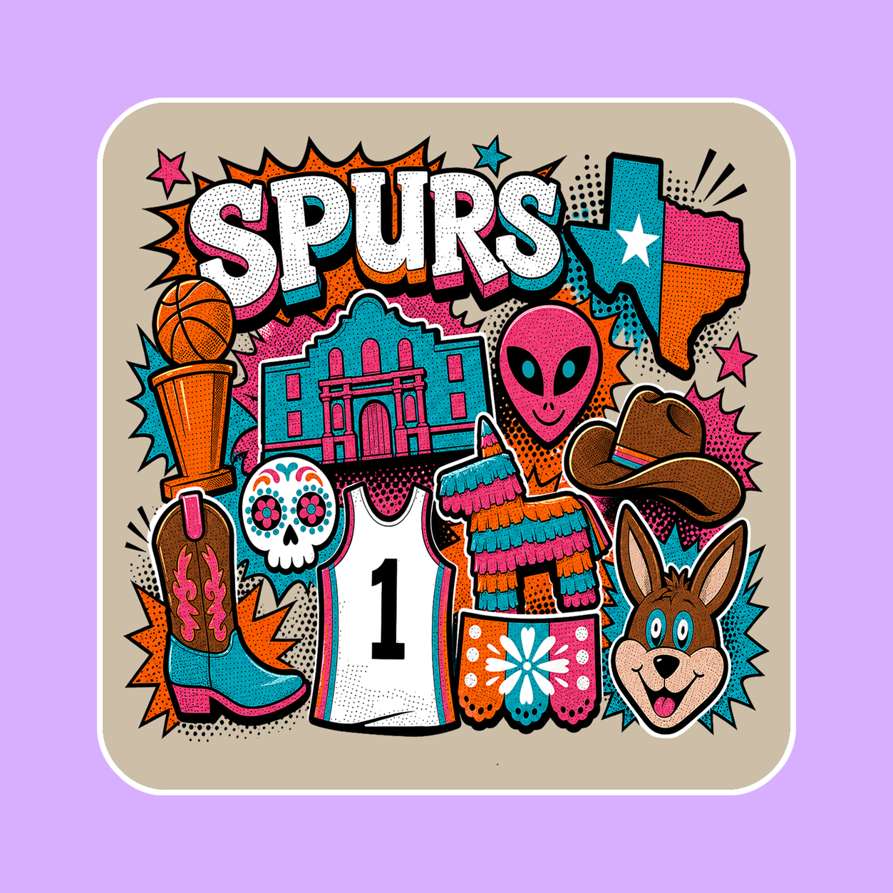 Pop Art San Antonio Basketball Coaster