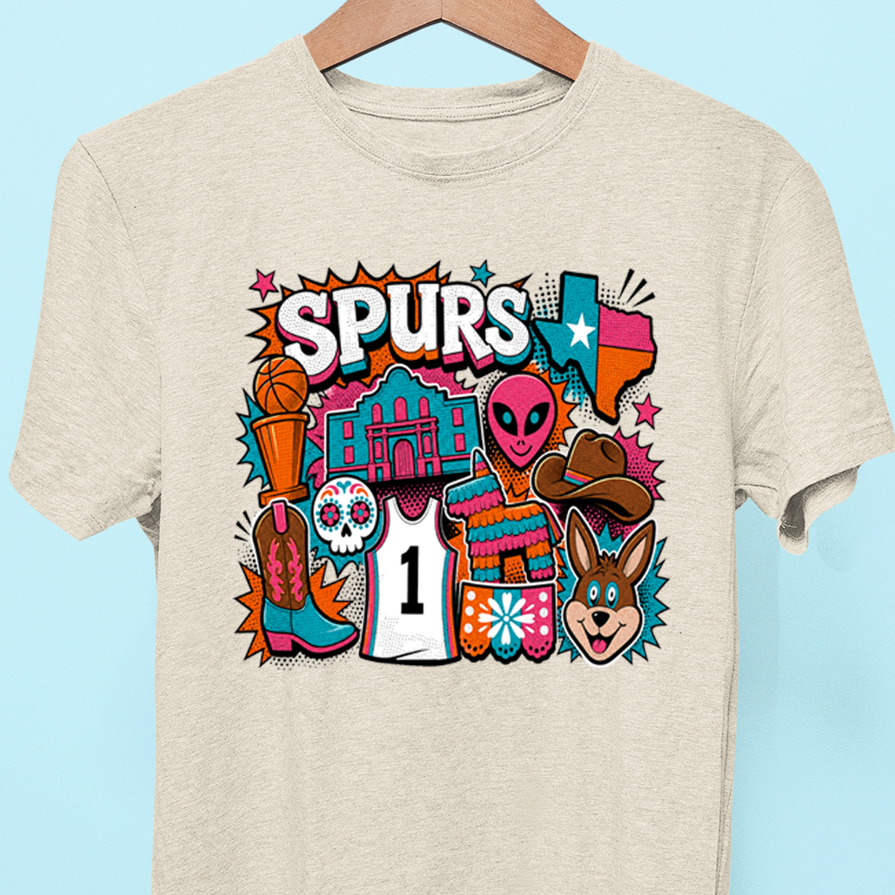 Pop Art San Antonio Basketball Tee
