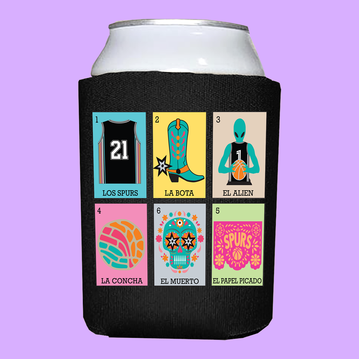 San Antonio Basketball Loteria Koozie