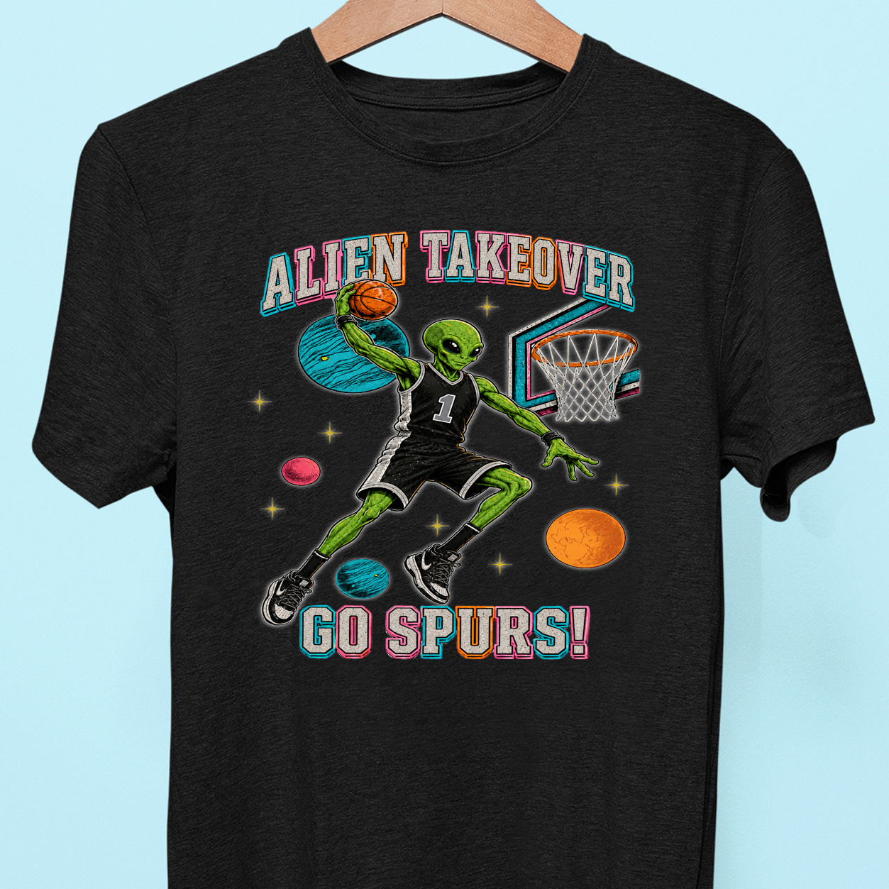 Alien Takover San Antonio Basketball Tee